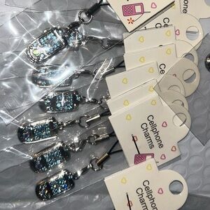 Silver and Blue Cell Phone Charm